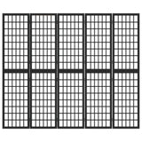 ZNTS Folding 5-Panel Room Divider Japanese Style 200x170 cm Black 352081