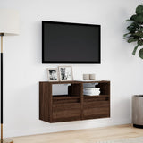 TV Wall Cabinets with LED Lights 2 pcs Brown Oak 41x31x45 cm 852326