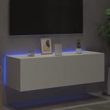 TV Wall Cabinet with LED Lights White 100x35x31 cm 837295