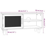 TV Cabinet Black 80x30x40 cm Solid Wood Pine and Natural Rattan 345613