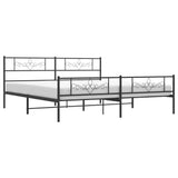 Metal Bed Frame without Mattress with Footboard Black 200x200cm 355292