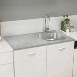 Kitchen Sink with Drainer Set Silver 1000x600x155 mm Stainless Steel 147237