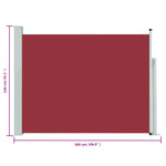ZNTS Patio Retractable Side Awning 140x500 cm Red 317919