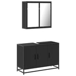 ZNTS 2 Piece Bathroom Furniture Set Black Engineered Wood 3300890