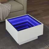 Coffee Table with LED White 50x50x30 cm Engineered Wood 847504