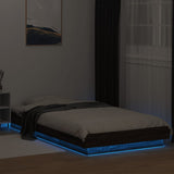 Bed Frame with LED Lights without Mattress Brown Oak 90x200cm 3281125