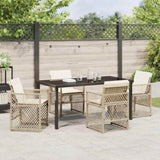 Garden Dining Set 5 pcs Beige Poly Rattan 3380635