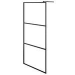 ZNTS Walk-in Shower Wall with Shelf Black 80x195 cm ESG Glass&Aluminium 3185447