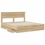 Bed Frame with Drawer Sonoma Oak 200 x 200 cm Engineer Wood 3409824