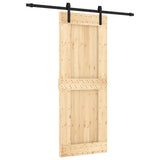 Sliding Door Natural and Black 80 x 210 cm Solid Pine Wood 3444901