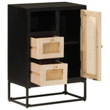 Sideboard Black 55x30x76 cm Solid Wood Mango and Iron 372001