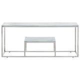 Coffee Table Silver Stainless Steel and Tempered Glass 350019