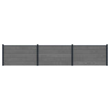 Fence Panel 3 pcs WPC and Aluminium Grey 3429440