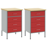Work Cabinet with Drawer 2 pcs Red and Grey 100 x 55 x 85 cm 3321363