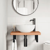 Basin Shelf Wall Mounted Steel and Solid Wood Beech 3302377