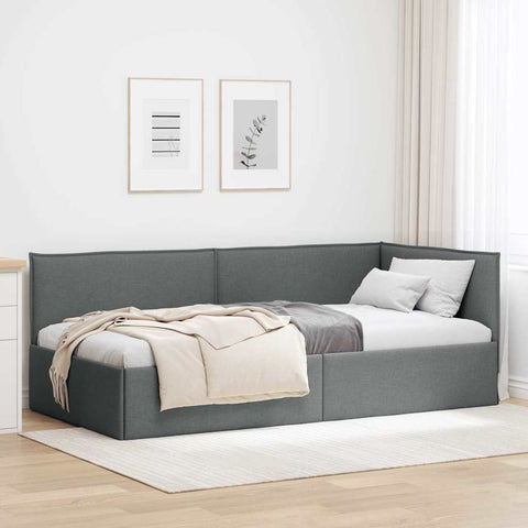 Corner Bed Frame with Headboard Dark grey 80 x 200 cm Fabric 42016448