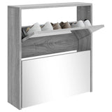 Shoe Cabinet with Mirror 2-Layer Grey Sonoma 63x17x67 cm 342633