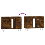 Bathroom Cabinet Smoked Oak 80x33x60 cm Engineered Wood 831657