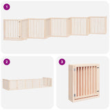 Dog Gate with Door Foldable 10 Panels 800 cm Poplar Wood 3155671