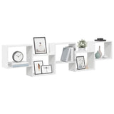 Wall Cube Shelf 5 Compartments White Engineered Wood 859995