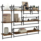 6 Piece Wall Shelf Set with Bars Smoked Oak Engineered Wood 836270