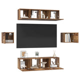 TV Cabinet Set Wall-mounted 6 pcs Old Wood Engineered Wood 3393399