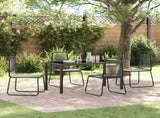 Garden Dining Set 5 pcs Black Powder-Coated Steel 3379390