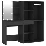 LED Dressing Table with Cabinets Black Engineered Wood 3082027