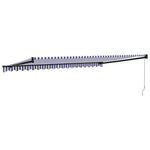 Retractable Awning Blue and White 5x3 m Fabric and Aluminium 3154450