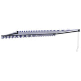 Retractable Awning Blue and White 5x3 m Fabric and Aluminium 3154450