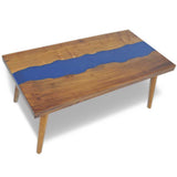 Coffee Table Brown and Blue Teak and Resin 100x50x40 cm 245067
