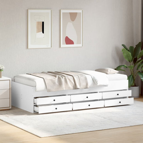 ZNTS Daybed with Drawers without Mattress White 90x190 cm Single 3280881