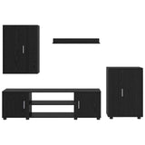 TV Cabinet Set Wall-mounted 4 pcs Black Oak Engineered wood 3397897