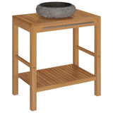 Bathroom Vanity Cabinet Solid Teak with Sink Marble Black 3058163