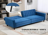 Velvet-Feel Three-Seater Sofa Bed - Blue T3398P423872