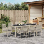 Garden Dining Set 9 pcs Light grey Poly rattan 3334900