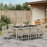 Garden Dining Set 9 pcs Light grey Poly rattan 3334900