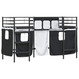 Kids'Loft Bed Frame with Curtains Black 90 x 190 cm 42020789