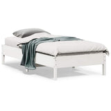 Bed Frame White Solid Pine Wood, Plywood Small Single Simple 842731