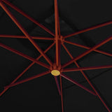Garden Parasol Black Polyester Large UV-resistant materials 47122