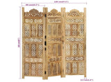 Hand carved 3-Panel Room Divider 120x165 cm Solid Mango Wood 285315