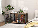 Dog Crate Furniture with Anti-Chew Resistant Mesh, Anti-Escape Single Door, for Medium Dogs, 80 55 T3398P376375
