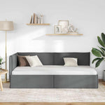 Corner Bed Frame with Headboard Dark grey 90 x 190 cm Fabric 42016456