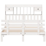 ZNTS Bookcase Bed without Mattress White 150x200 cm King Solid Wood Pine 3322799