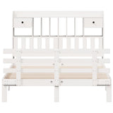 ZNTS Bookcase Bed without Mattress White 150x200 cm King Solid Wood Pine 3322799