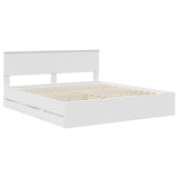 Bed Frame with Drawer White 200 x 200 cm Engineer Wood 3407949