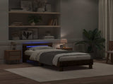 Bed Frame with LED Old Wood 75 x 190 cm Engineered Wood 863815