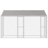 Dog Cage with Roof Silver 400 x 200 x 256 cm Steel and PE 3368298