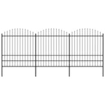 ZNTS Garden Fence with Spear Top Steel x5.1 m Black 277750