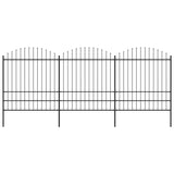 ZNTS Garden Fence with Spear Top Steel x5.1 m Black 277750